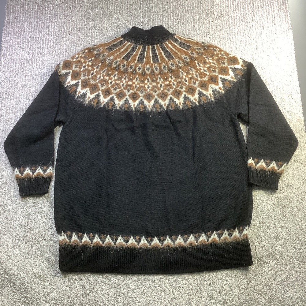 STAUD Liza Sweater Dress Zermatt Black Fair Isle Wool Alpaca Size L NWT - Picture 2 of 10